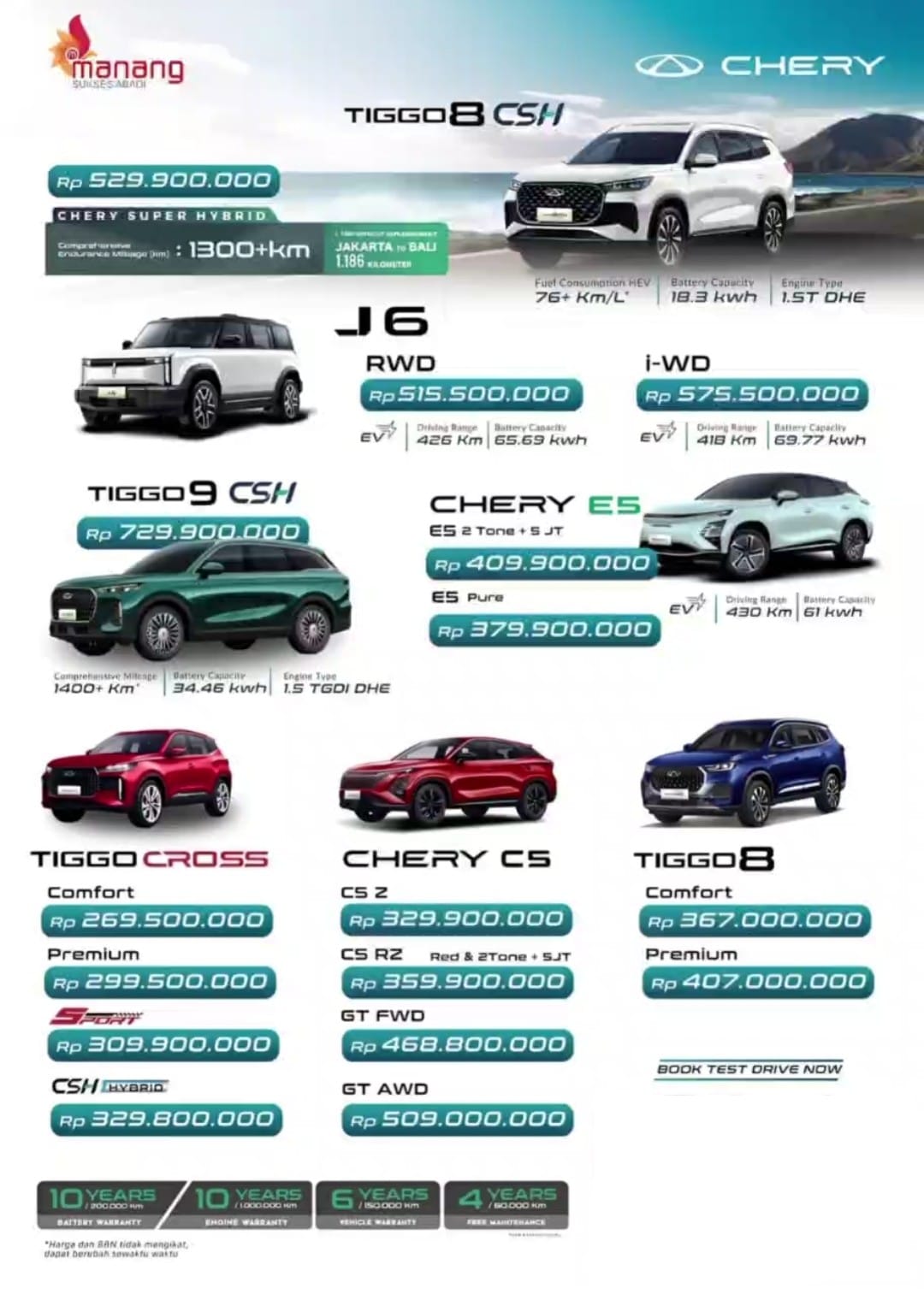 Pricelist CHERY